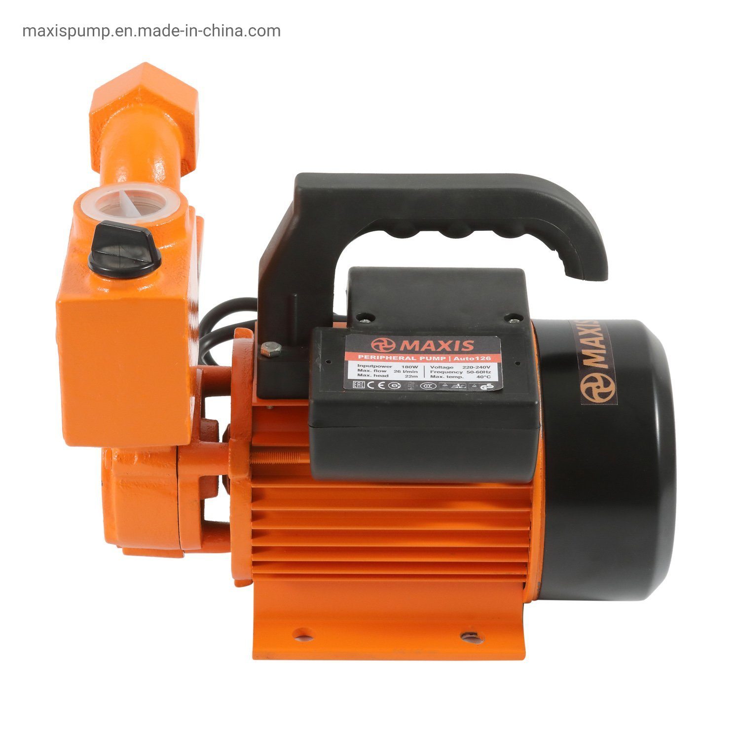 1/2 370W Vortex Casting Iron Small Peripheral Irrigation Self-Priming Casting Iron Vortex Automatic Water Pump for Home Garden Farm Pond