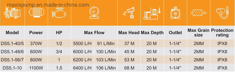 Stainless Steel Electric Automatic High Pressure Deep Well Pumps for Home Irrigation