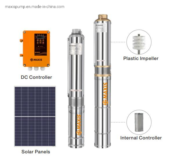 48V Brushless DC Motor Borehole Solar Pump with DC Controller for Deep Well