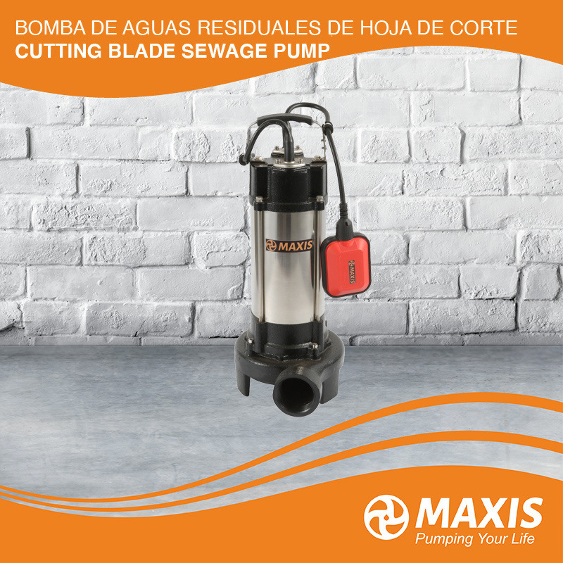 1HP Cast Iron Sewage Submersible Water Pump for Dirty Water with Cutter