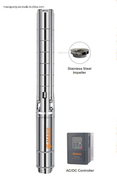 Maxis High Flow AC/DC Solar Submersible Water Pump Electric Use for Deep Well with MPPT Controller