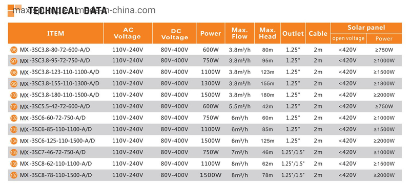 AC DC Solar Borehole Pump Deep Well with Controller for Drinking Water