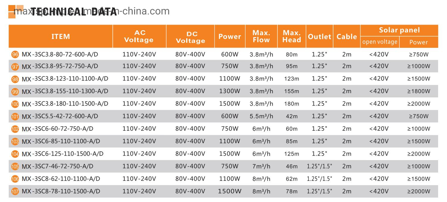 AC DC Solar Borehole Pump Deep Well with Controller for Drinking Water